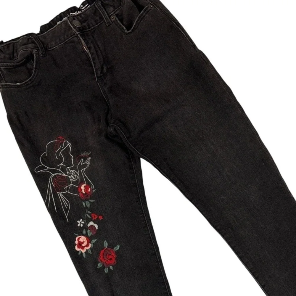 Gap Kids Disney Snow White Skinny Jeans Black Embroidered Size‎ 16 Girls Dwarfs